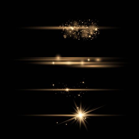 Set of Transparent Flares and Lighting Effects on transparent background.のイラスト素材