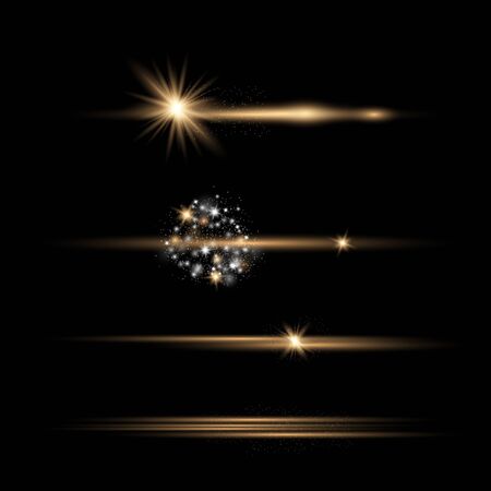 Set of Transparent Flares and Lighting Effects on transparent background.のイラスト素材