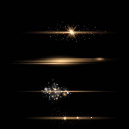 Set of Transparent Flares and Lighting Effects on transparent background.のイラスト素材