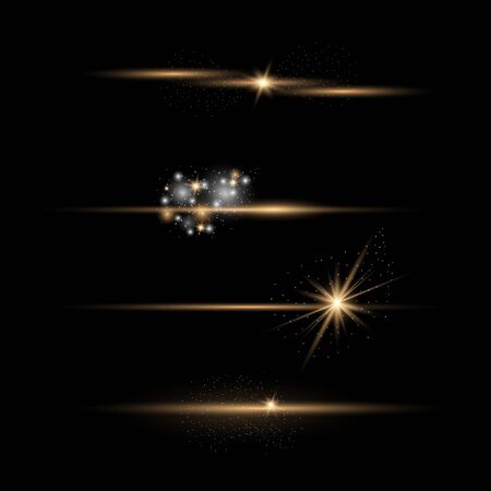 Set of Transparent Flares and Lighting Effects on transparent background.のイラスト素材