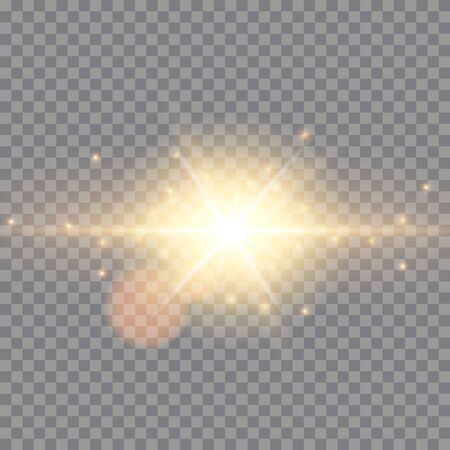 White glowing light explodes on a transparent background. Sparkling magical dust particles. Bright Star. Transparent shining sun, bright flashのイラスト素材