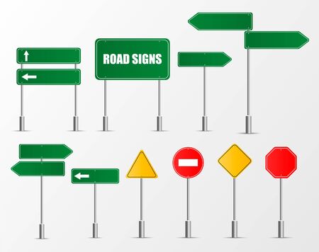Set of road signs isolated on transparent background.のイラスト素材