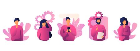 Vector illustration of colored people with a mechanism.のイラスト素材