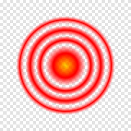 Pain circles, red rings. The symbol of pain on the body and joints. Vector illustration のイラスト素材