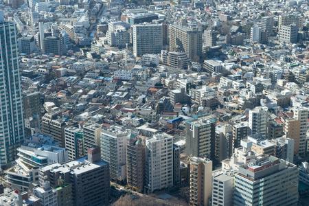 Japan cityscape bird eye view at noonの写真素材