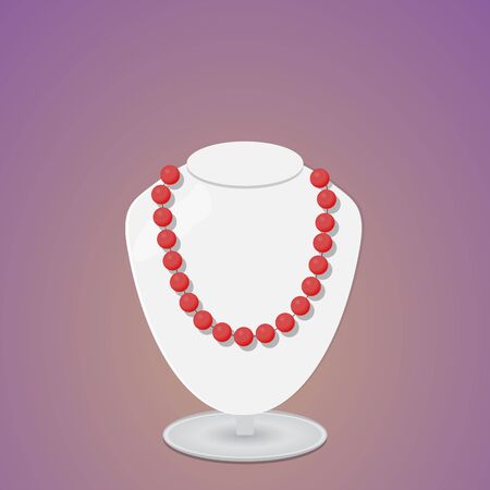 Red beads on a light gray exhibition bust.のイラスト素材