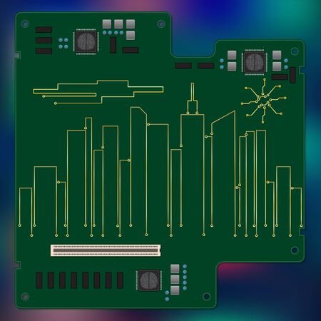 The city silhouette represented in the form of chip paths.のイラスト素材