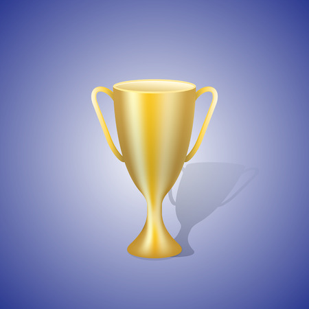 Gold cup with a shade on a blue background.のイラスト素材