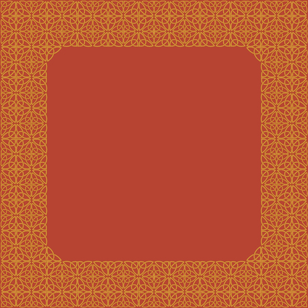 Golden frame consisting of a Celtic pattern of shamrocks. Element for design.のイラスト素材