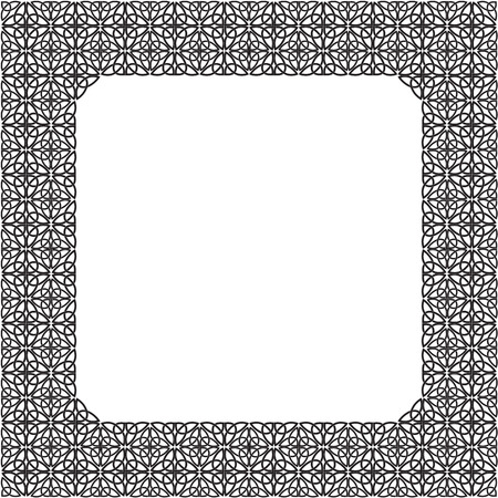 Black-and-white frame consisting of a Celtic pattern of shamrocks. Element for design.のイラスト素材