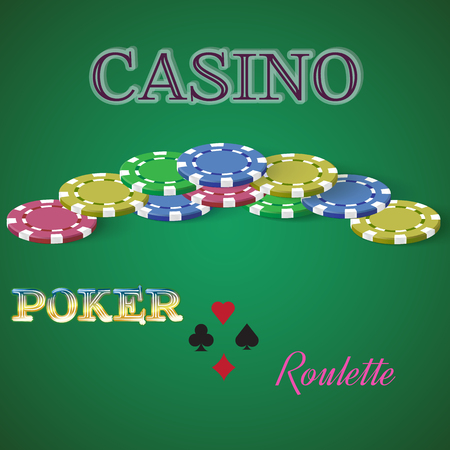 Casino chips presented on a green background.のイラスト素材
