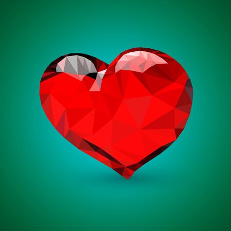 The triangular heart presented on a green background.のイラスト素材