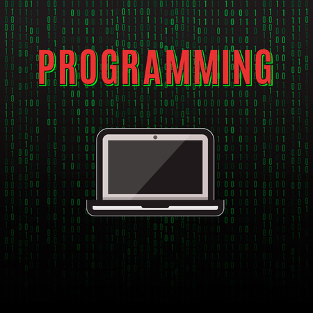 Scene on the theme of programming. Working space environment of the programmer.のイラスト素材