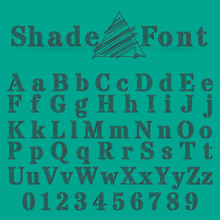 Vector shaded font. Alphabet vector font. Type letters and numbers.のイラスト素材