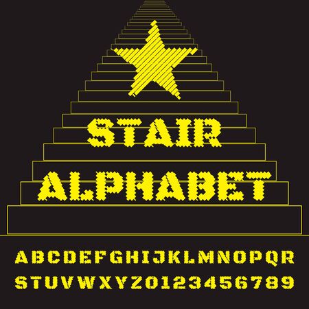 Vector stair font. Stair alphabet.のイラスト素材