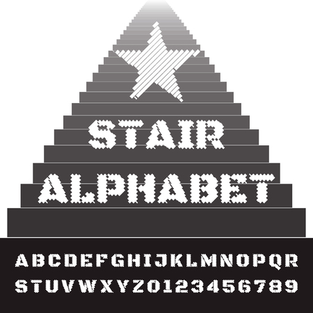 Vector stair font. Stair alphabet.のイラスト素材