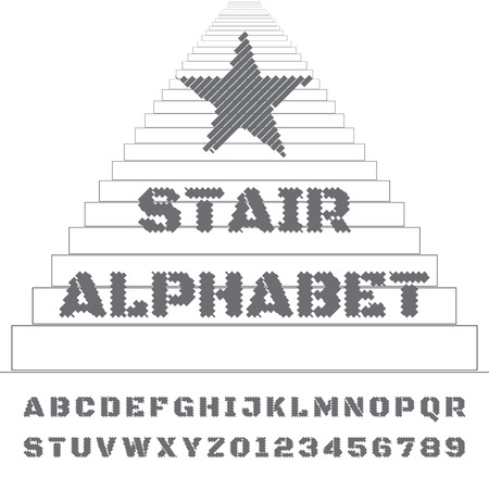Vector stair font. Stair alphabet.のイラスト素材