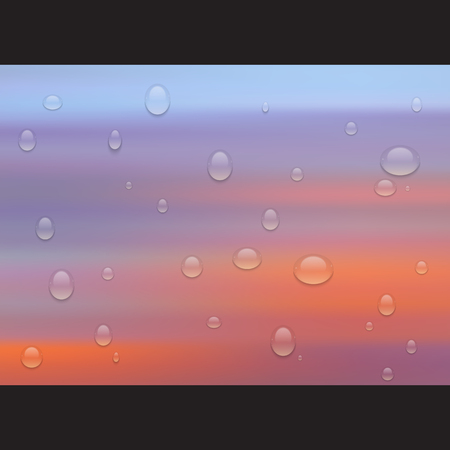 Realistic Transparent Water Drops.  Vector background with drops.のイラスト素材