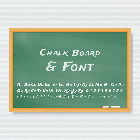 Vector Chalk Board and chalk font.のイラスト素材
