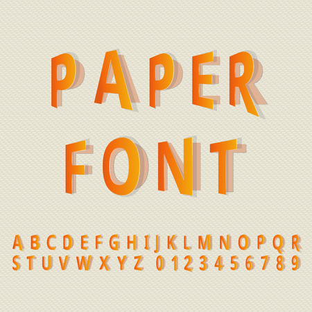 Vector folded font. Vector paper font.のイラスト素材