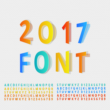 Vector folded font. Vector paper font.のイラスト素材