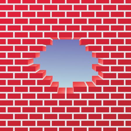 Break in a brick wall. Vector Illustration.のイラスト素材