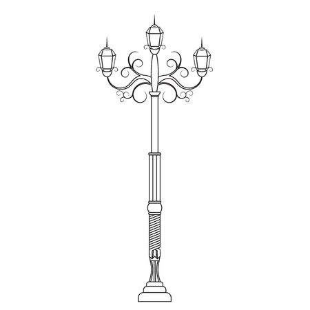 Vintage streetlight. Retro style for your design. Vector illustration.のイラスト素材