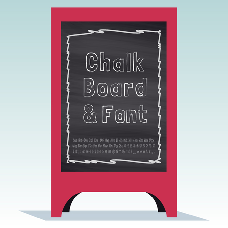 Advertising Street Sandwich Stand with chalkboard and chalk font.のイラスト素材