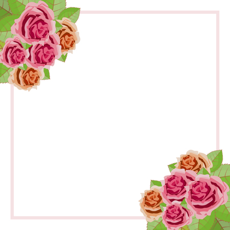 Decorative frame from roses. Vector flower background.のイラスト素材