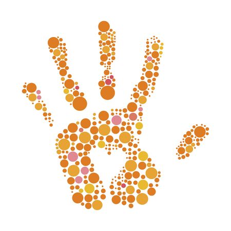 vector hand print with heart symbolのイラスト素材