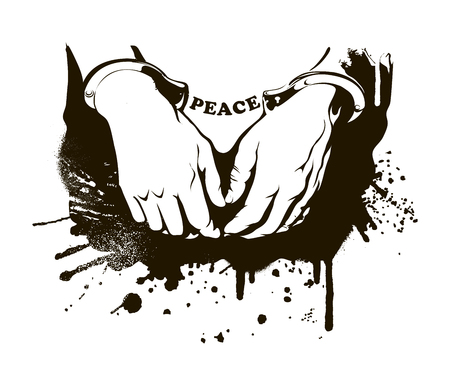 Vector illustration of handcuffs. Arrestのイラスト素材