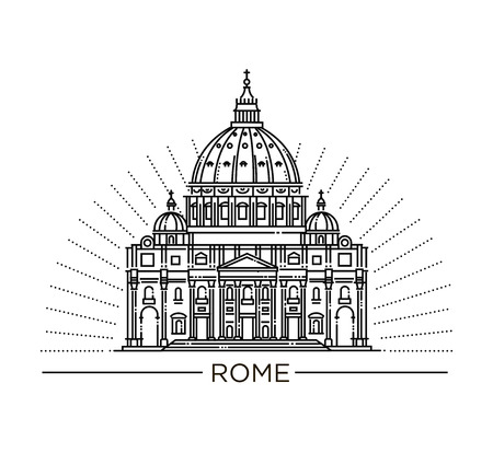Line illustration of St. Peter s Basilica, Rome, Italy.のイラスト素材