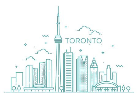 Linear banner of Toronto. Line art.のイラスト素材