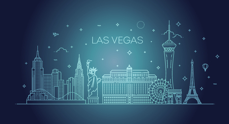 Las Vegas skyline with panorama in white backgroundのイラスト素材