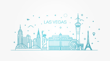 Las Vegas skyline with panorama in white backgroundのイラスト素材