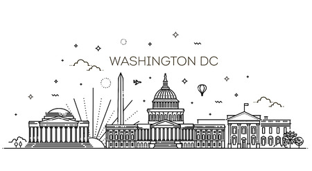 Washington skyline, vector illustration, flat designのイラスト素材