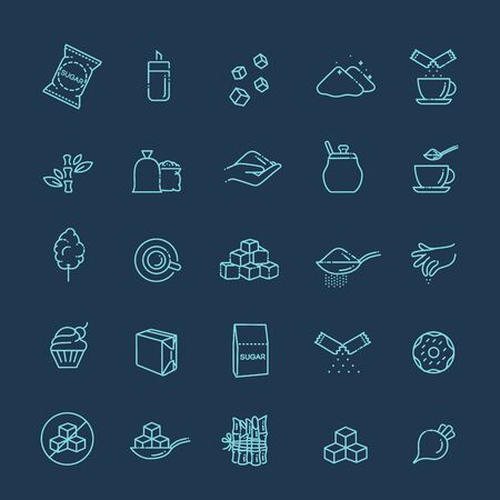 Sugar icon set in thin line styleのイラスト素材