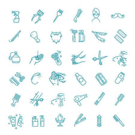 Barbershop and beauty salon vector icons setのイラスト素材