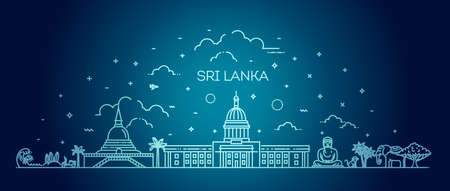 Sri Lanka line skyline with panoramaのイラスト素材
