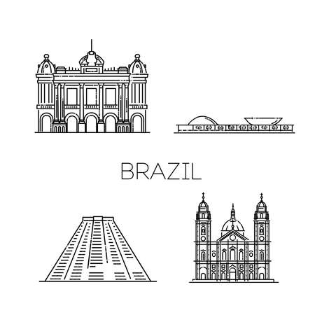 Brazil outline city vector illustration, symbol, travel sights, landmarksのイラスト素材