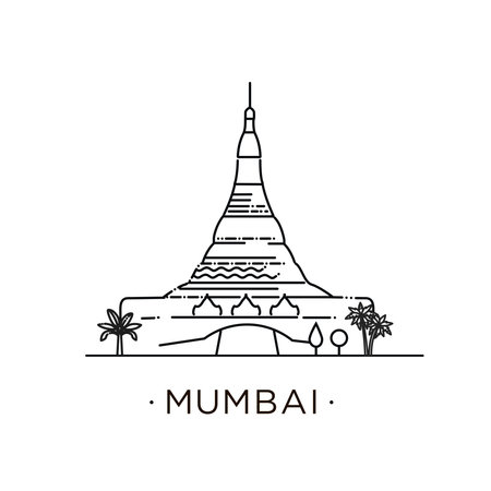 silhouette of Global Vipassana Pagoda. Mumbai in vector illustrationのイラスト素材