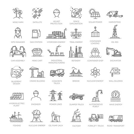 Industrial Activity icons Pack. Thin line Collection Smart Technology iconsのイラスト素材
