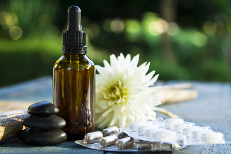 natural cosmetics and massage oilの写真素材
