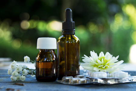 natural cosmetics and massage oilの写真素材