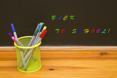 Back to school concept with chalkboardの写真素材