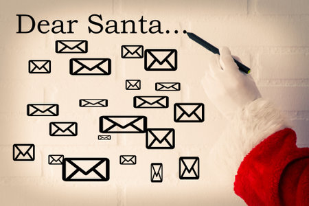 santa claus drawing christmas letterの写真素材