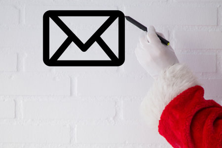 santa claus drawing christmas letterの写真素材