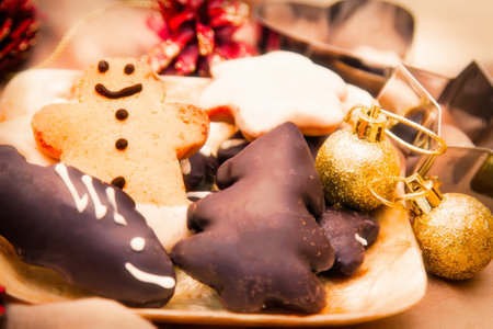 christmas cookies with christmas decorationsの写真素材