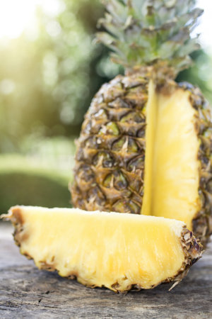 fresh tropical pineapple with backgroundの写真素材
