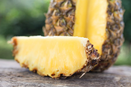fresh tropical pineapple with backgroundの写真素材